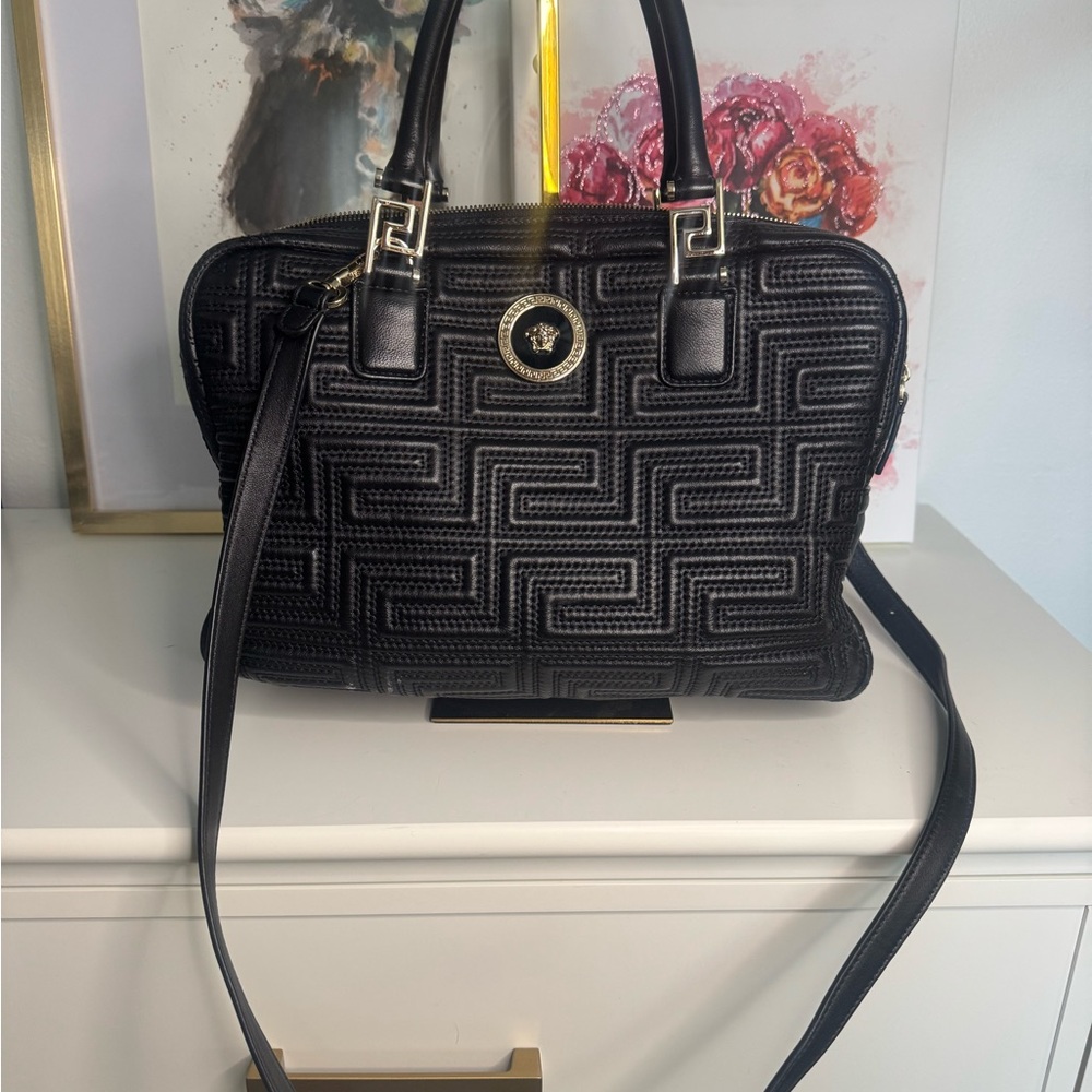 Versace Black Satchel with Gold Accents - Picture 2 of 16